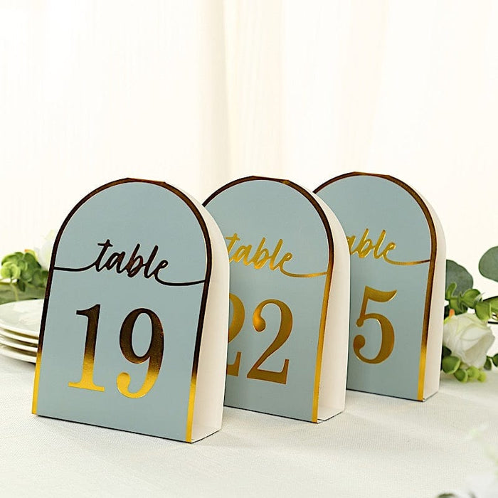 25 Arch Wedding Table Numbers with Metallic Gold Foil 1-25 Numbers Print