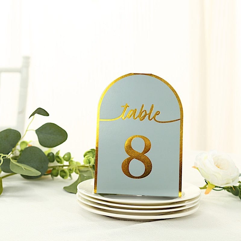 25 Arch Wedding Table Numbers with Metallic Gold Foil 1-25 Numbers Print
