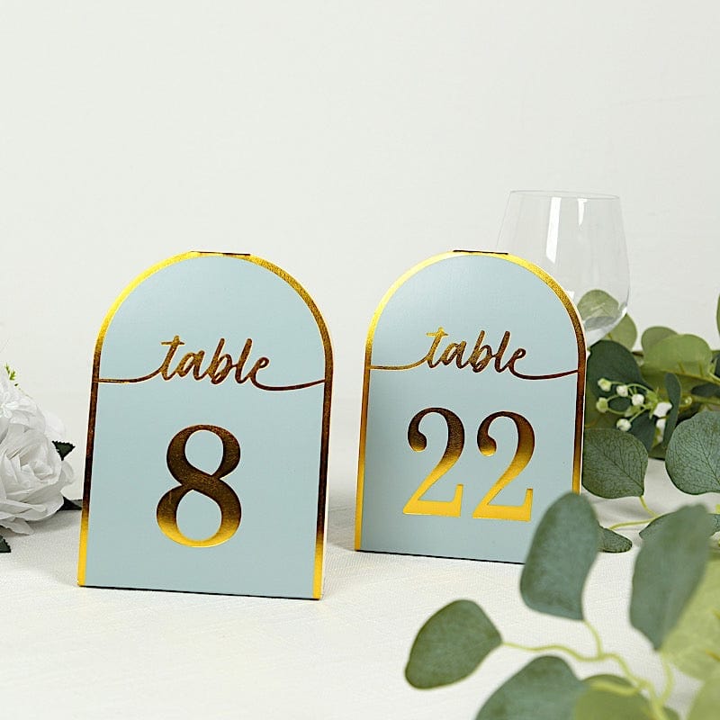 25 Arch Wedding Table Numbers with Metallic Gold Foil 1-25 Numbers Print