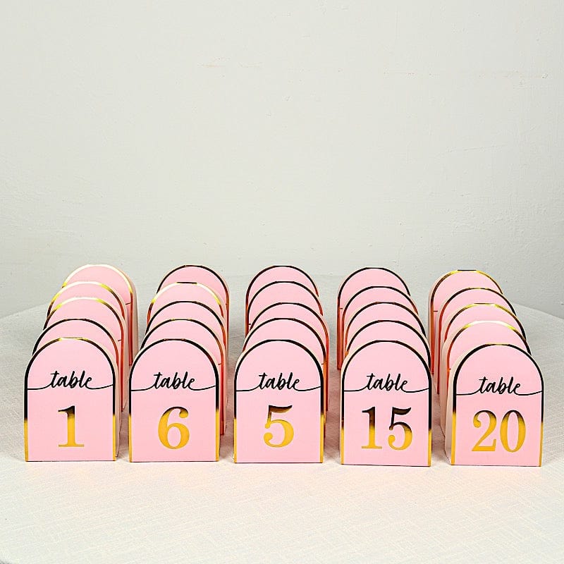 25 Arch Wedding Table Numbers with Metallic Gold Foil 1-25 Numbers Print