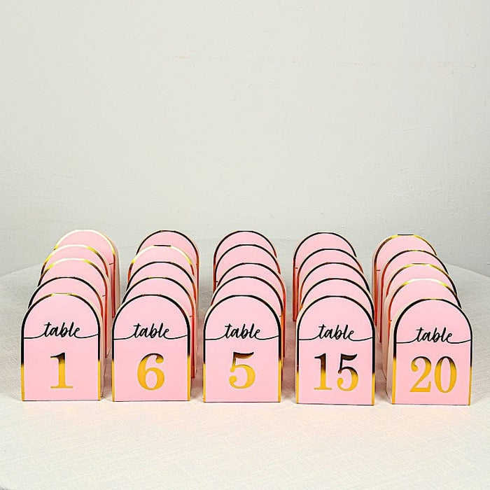 25 Arch Wedding Table Numbers with Metallic Gold Foil 1-25 Numbers Print