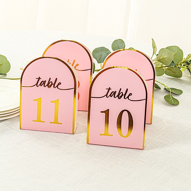 25 Arch Wedding Table Numbers with Metallic Gold Foil 1-25 Numbers Print