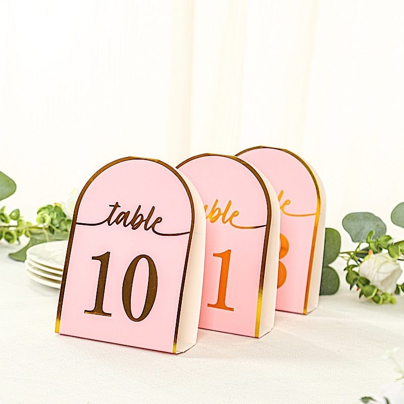 25 Arch Wedding Table Numbers with Metallic Gold Foil 1-25 Numbers Print