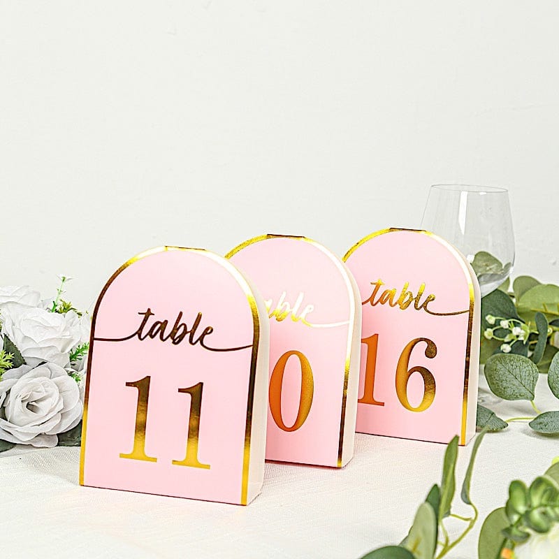 25 Arch Wedding Table Numbers with Metallic Gold Foil 1-25 Numbers Print