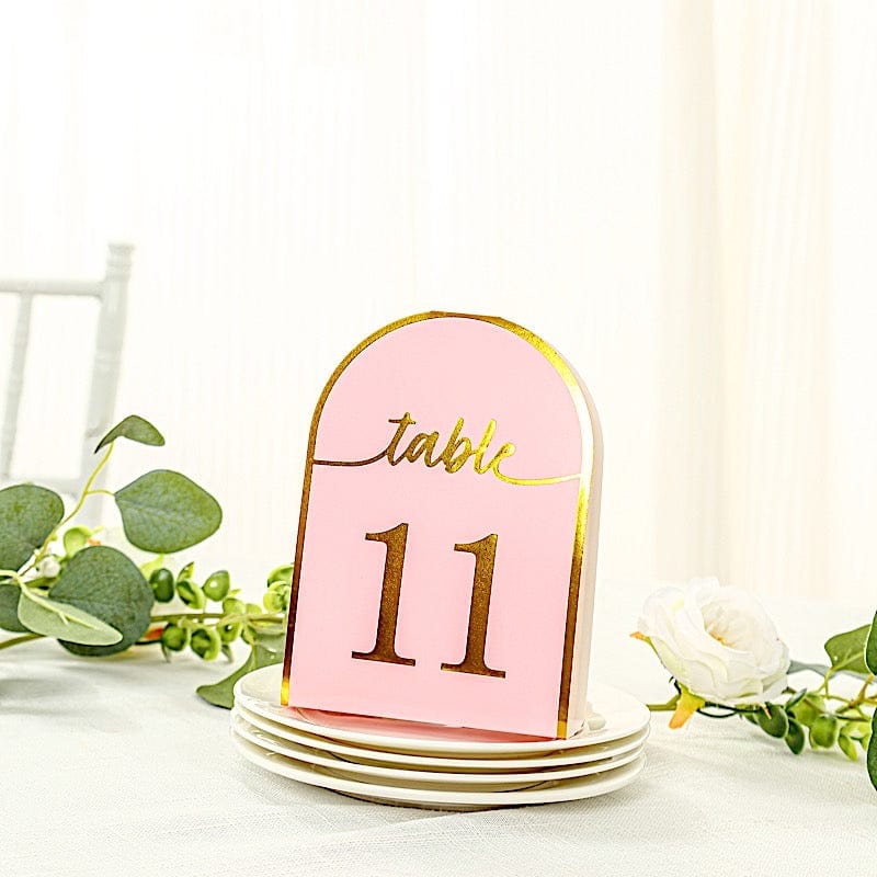 25 Arch Wedding Table Numbers with Metallic Gold Foil 1-25 Numbers Print