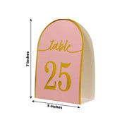 25 Arch Wedding Table Numbers with Metallic Gold Foil 1-25 Numbers Print
