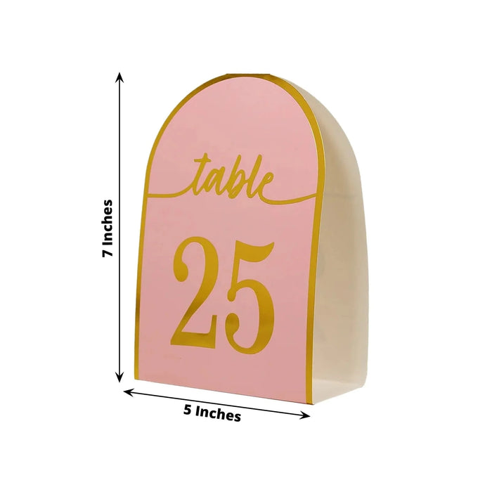 25 Arch Wedding Table Numbers with Metallic Gold Foil 1-25 Numbers Print