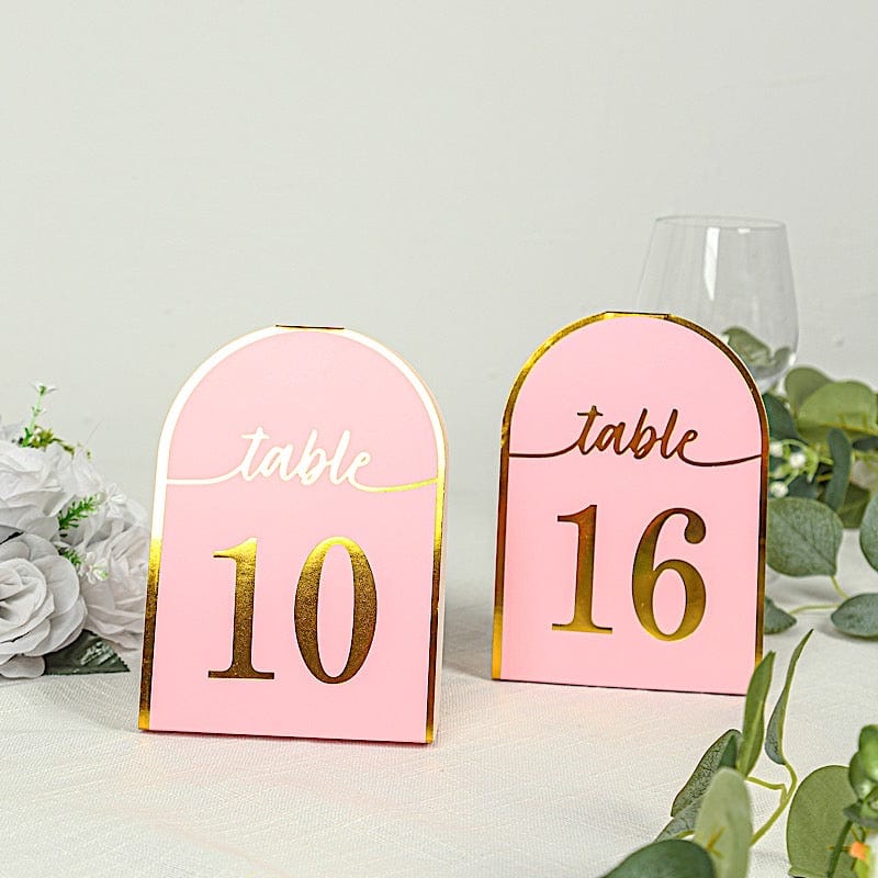 25 Arch Wedding Table Numbers with Metallic Gold Foil 1-25 Numbers Print