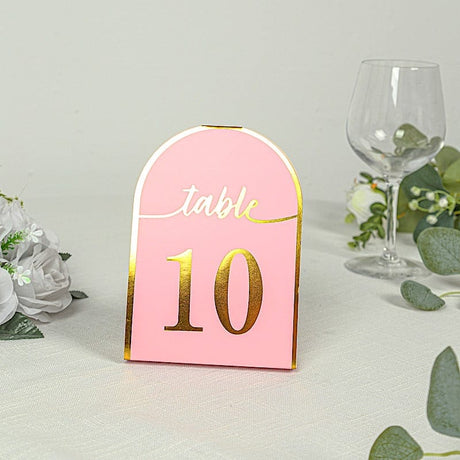 25 Arch Wedding Table Numbers with Metallic Gold Foil 1-25 Numbers Print