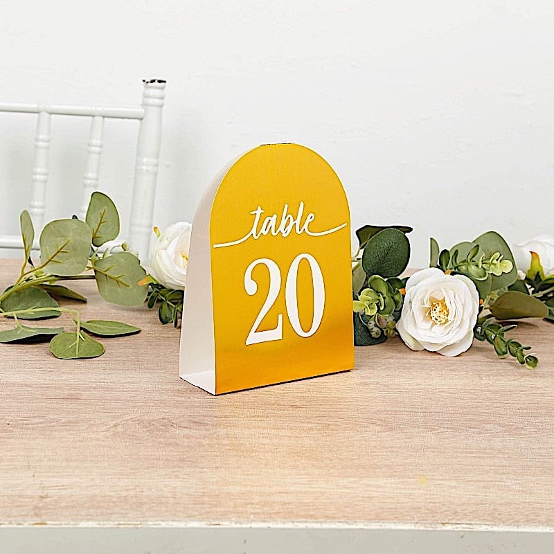 25 Arch Wedding Table Numbers with Metallic Gold Foil 1-25 Numbers Print