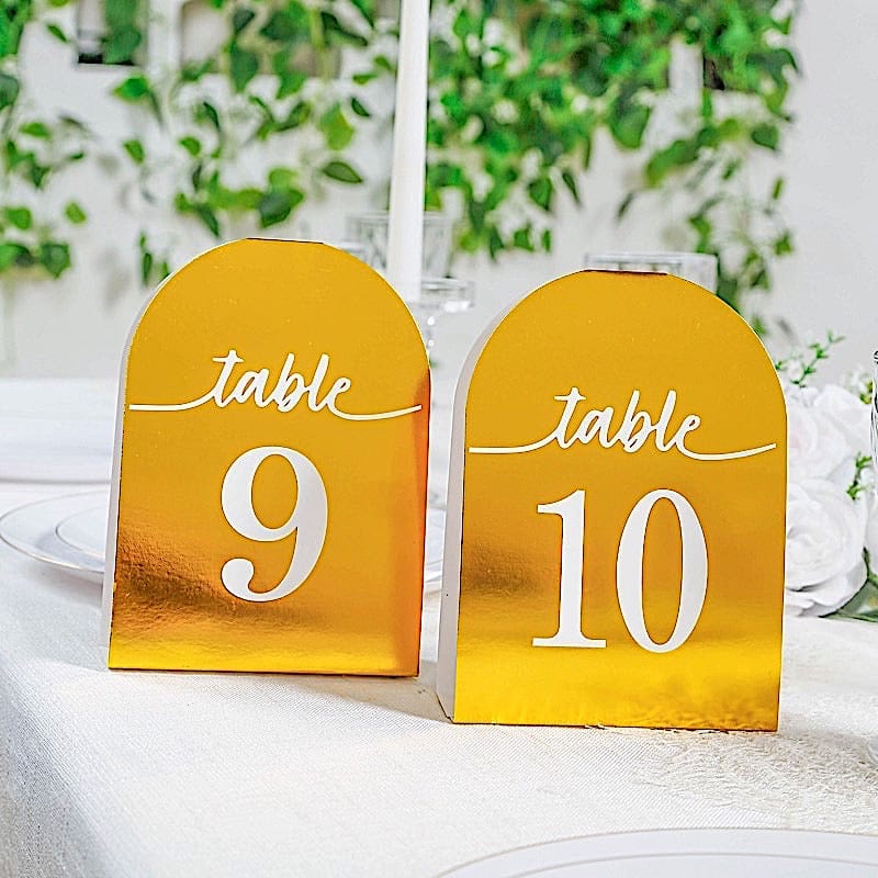 25 Arch Wedding Table Numbers with Metallic Gold Foil 1-25 Numbers Print