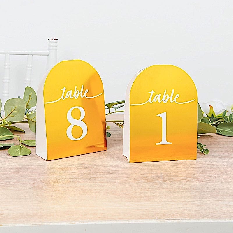 25 Arch Wedding Table Numbers with Metallic Gold Foil 1-25 Numbers Print