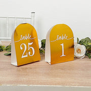 25 Arch Wedding Table Numbers with Metallic Gold Foil 1-25 Numbers Print