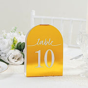 25 Arch Wedding Table Numbers with Metallic Gold Foil 1-25 Numbers Print