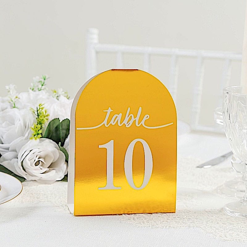 25 Arch Wedding Table Numbers with Metallic Gold Foil 1-25 Numbers Print