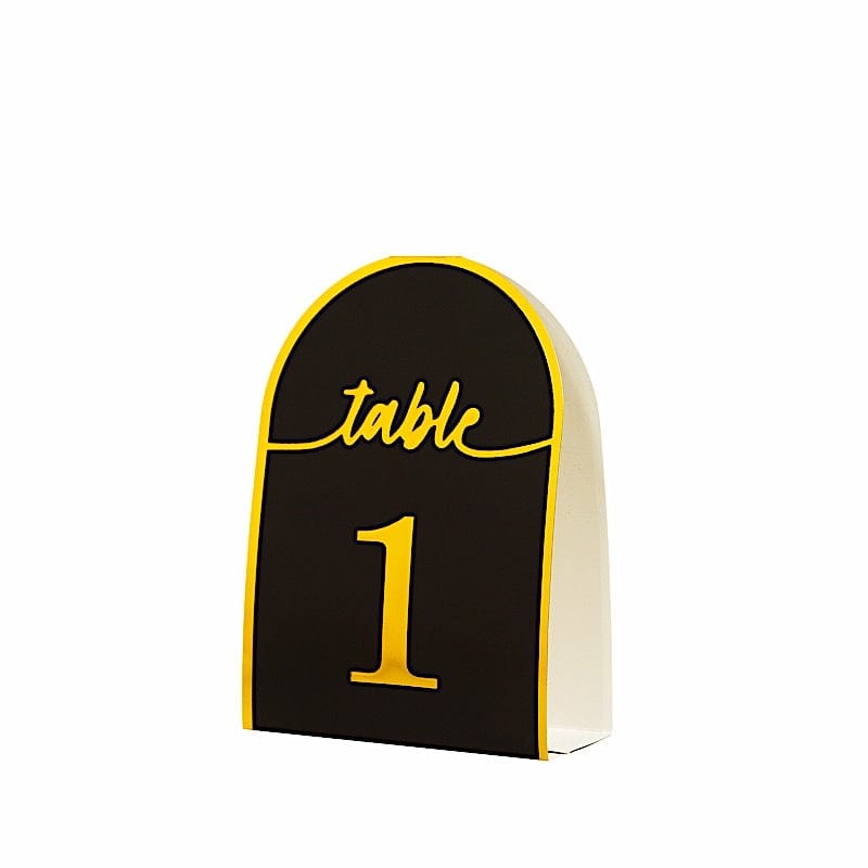 25 Arch Wedding Table Numbers with Metallic Gold Foil 1-25 Numbers Print FAV_BOARD_PAP02_DOME01_BLK