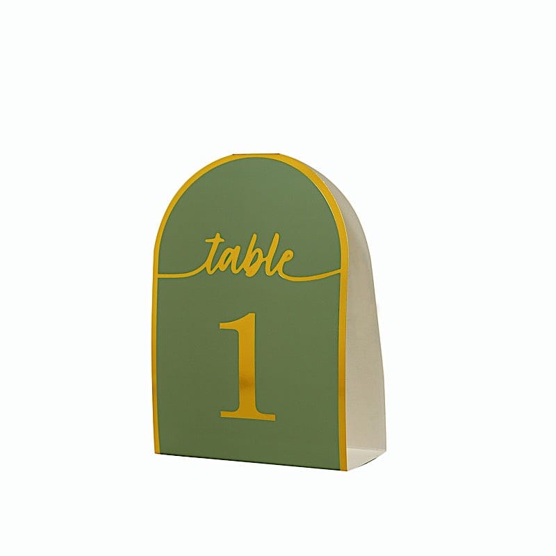 25 Arch Wedding Table Numbers with Metallic Gold Foil 1-25 Numbers Print FAV_BOARD_PAP02_DOME01_SAGE