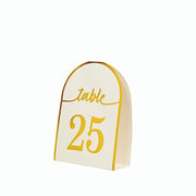 25 Arch Wedding Table Numbers with Metallic Gold Foil 1-25 Numbers Print FAV_BOARD_PAP02_DOME01_WHT