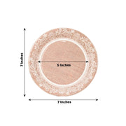 25 Burlap Print Paper Dessert Plates with Floral Lace Rim