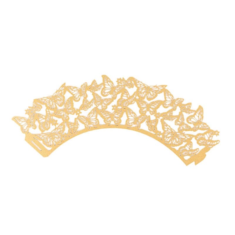 25 Butterfly Lace Pattern Paper Cupcake Liners - Gold CAKE_WRAP_PAP07_GOLD