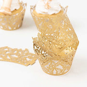25 Butterfly Lace Pattern Paper Cupcake Liners - Gold CAKE_WRAP_PAP07_GOLD