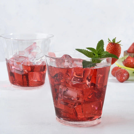 25 Clear 9 oz Crystal Hard Plastic Party Cups with Rounded Rims - Disposable Tableware PLST_CU0072_CLR