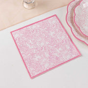25 Cocktail Paper Napkins with Vintage Floral Print - Pink NAP_BEV11_PINK