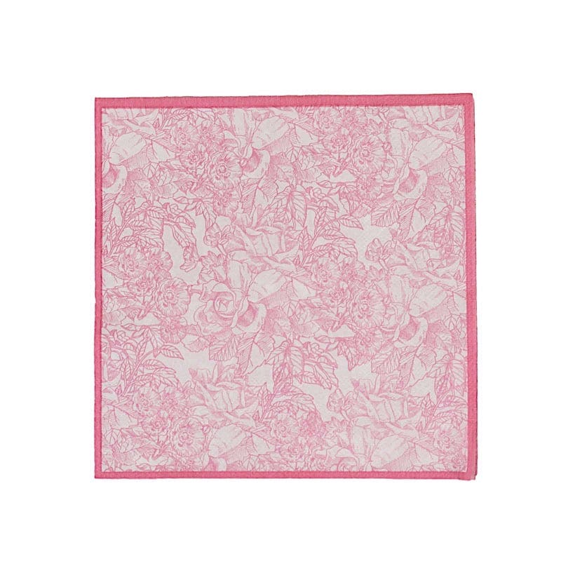 25 Cocktail Paper Napkins with Vintage Floral Print - Pink NAP_BEV11_PINK