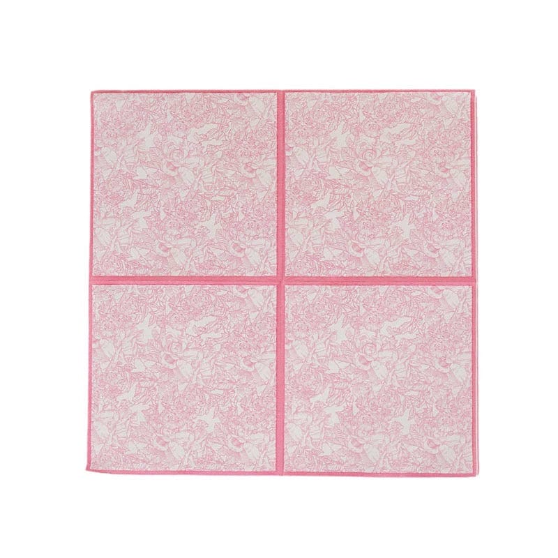 25 Cocktail Paper Napkins with Vintage Floral Print - Pink NAP_BEV11_PINK