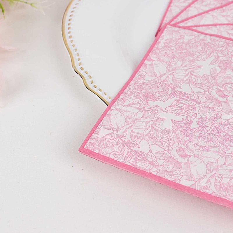 25 Cocktail Paper Napkins with Vintage Floral Print - Pink NAP_BEV11_PINK