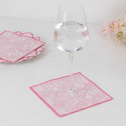 25 Cocktail Paper Napkins with Vintage Floral Print - Pink NAP_BEV11_PINK