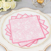 25 Cocktail Paper Napkins with Vintage Floral Print - Pink NAP_BEV11_PINK