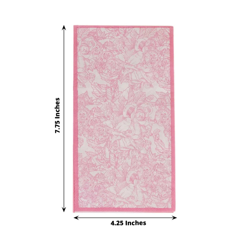 25 Dinner Paper Napkins with Vintage Floral Print - Pink NAP_DIN11_PINK
