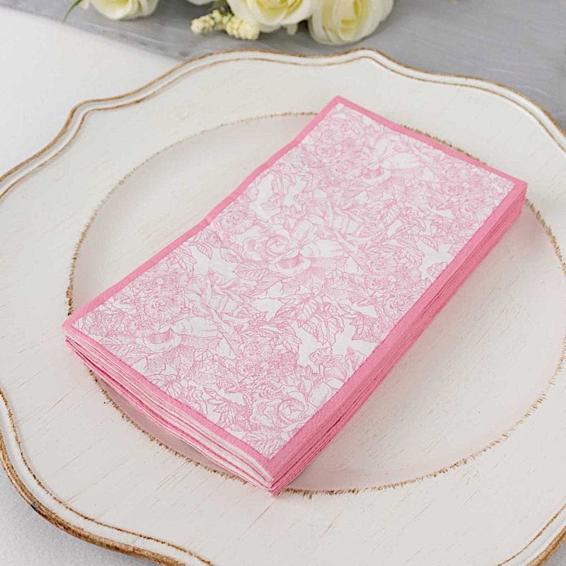 Pink Naps 25 Dinner Paper Napkins with Vintage Floral Print - Pink — LeilaniWholesale