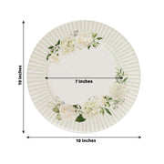 25 Dinner Paper Plates with Floral Lined Rim - White Sage Green DSP_PPR0029_10_SAGE