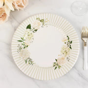 25 Dinner Paper Plates with Floral Lined Rim - White Sage Green DSP_PPR0029_10_SAGE