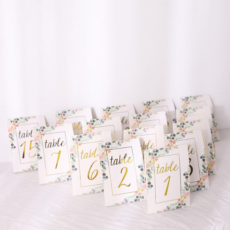 25 Double Sided 7" Paper 1-25 Set Wedding Table Numbers