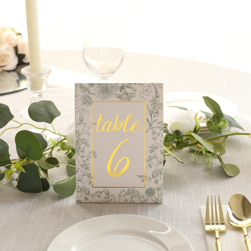 25 Double Sided 7" Paper 1-25 Set Wedding Table Numbers