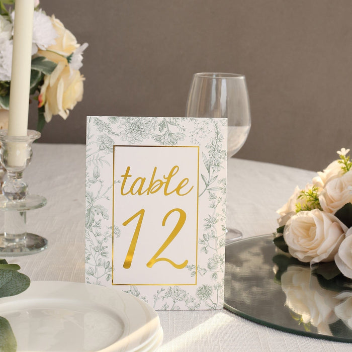 25 Double Sided 7" Paper 1-25 Set Wedding Table Numbers FAV_BOARD_PAP01_FLOR_SAGE