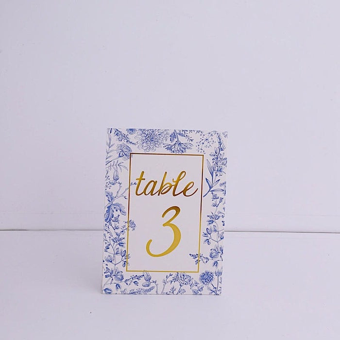 25 Double Sided Paper Wedding Table Numbers FAV_BOARD_PAP01_FLOR_BLUE