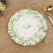 25 Floral Greenery Dessert Paper Plates with Scalloped Edge - White Green DSP_PPR0030_8_GRN
