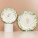 25 Floral Greenery Dessert Paper Plates with Scalloped Edge - White Green DSP_PPR0030_8_GRN