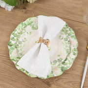 25 Floral Greenery Dessert Paper Plates with Scalloped Edge - White Green DSP_PPR0030_8_GRN
