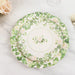 25 Floral Greenery Dessert Paper Plates with Scalloped Edge - White Green DSP_PPR0030_8_GRN