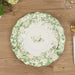 25 Floral Greenery Dessert Paper Plates with Scalloped Edge - White Green DSP_PPR0030_8_GRN