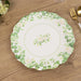 25 Floral Greenery Dessert Paper Plates with Scalloped Edge - White Green DSP_PPR0030_8_GRN