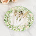25 Floral Greenery Dessert Paper Plates with Scalloped Edge - White Green DSP_PPR0030_8_GRN