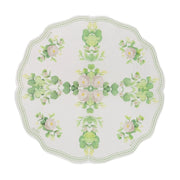 25 Floral Greenery Round Paper Napkins with Scalloped Edge - White Green NAP_BEV30_GRN