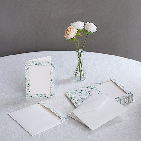 25 Floral Photo Frame Cards with Envelopes
