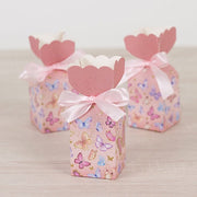 25 Floral Top Party Favor Boxes with Butterfly Print - Pink BOX_FLO_BUT01_PINK